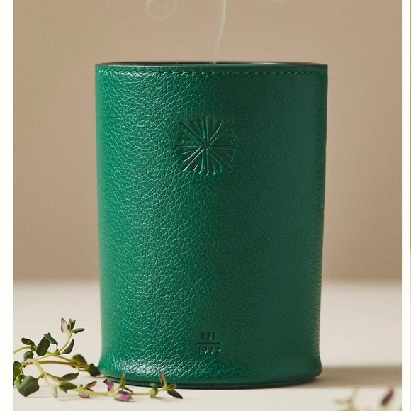 Anthropologie Other - Anthropologie Icon Embossed Woody White Cedar & Thyme Glass Candle With Leather